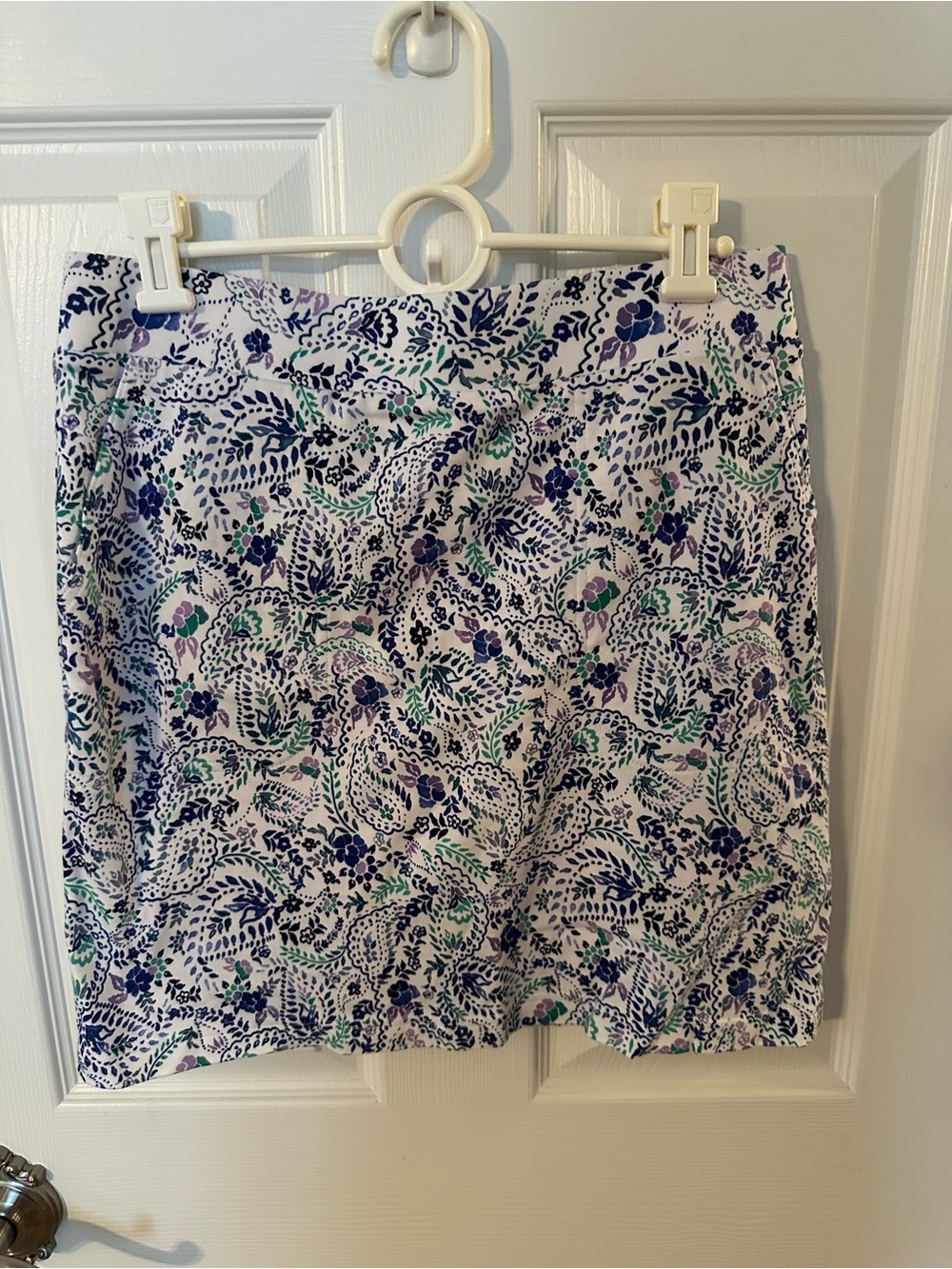Floral Print Women's Skort in White with Blue & Green Accents